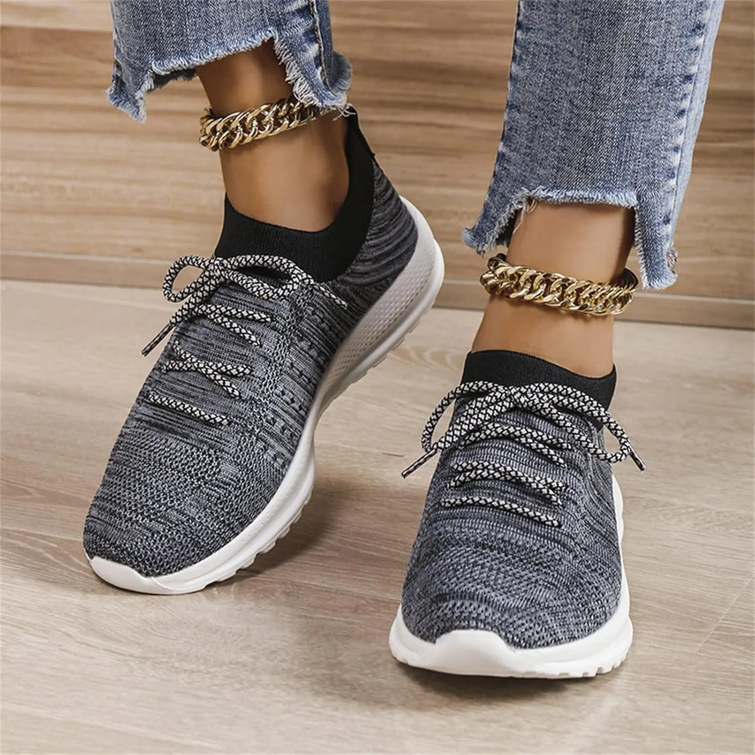 Ladmiple Walking Shoes Women Comfort Slip On Lightweight Sock Shoe Non-Slip Mesh Casual Fashion Tennis Running Sneakers