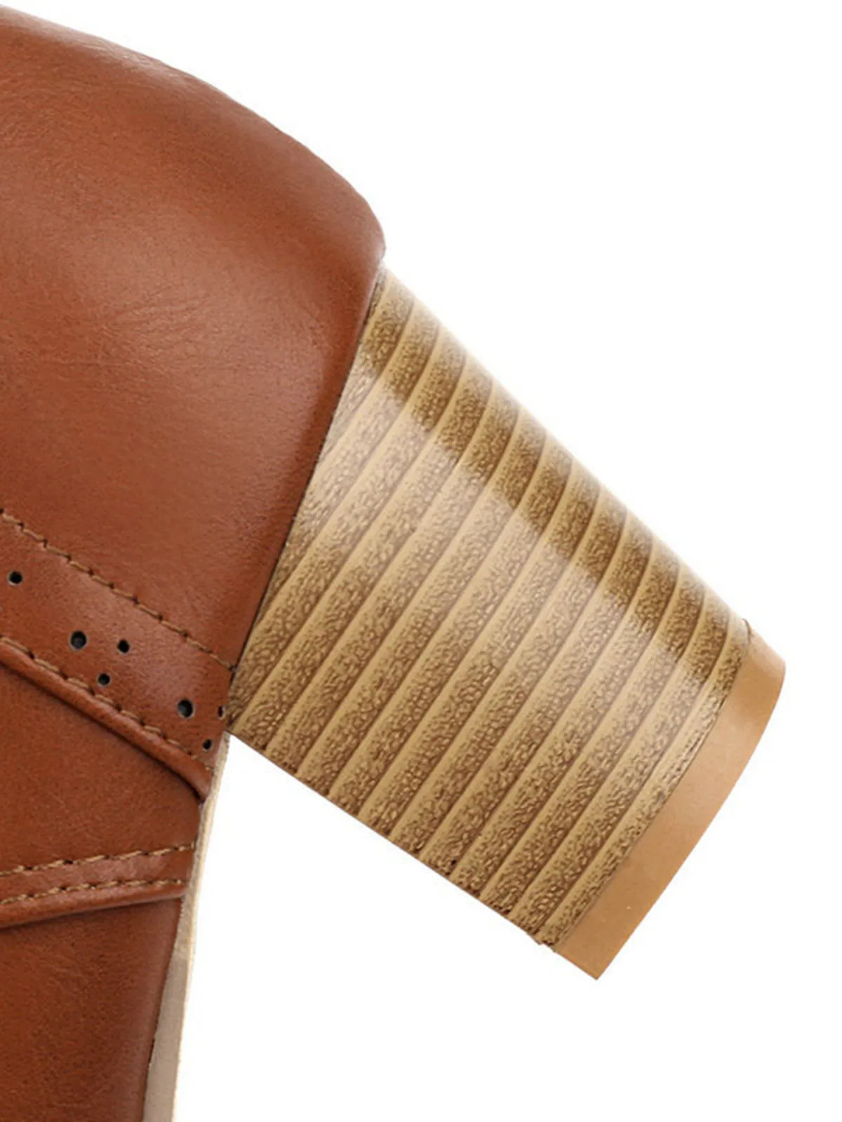 Latest Leather Medium Heel Lace-Up Combat Boots