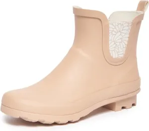 Laura Ashley Ladies Mid Cut Ankle Height Rubber Rain Boots, Lightweight Waterproof Booties for Women