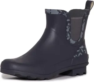 Laura Ashley Ladies Mid Cut Ankle Height Rubber Rain Boots, Lightweight Waterproof Booties for Women