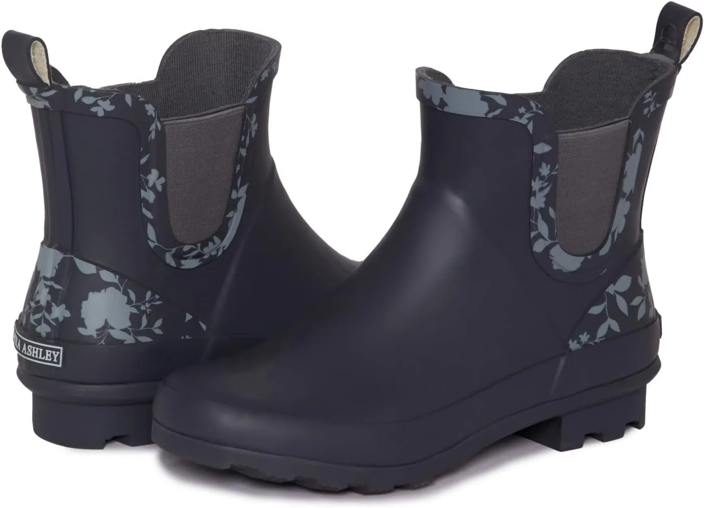 Laura Ashley Ladies Mid Cut Ankle Height Rubber Rain Boots, Lightweight Waterproof Booties for Women