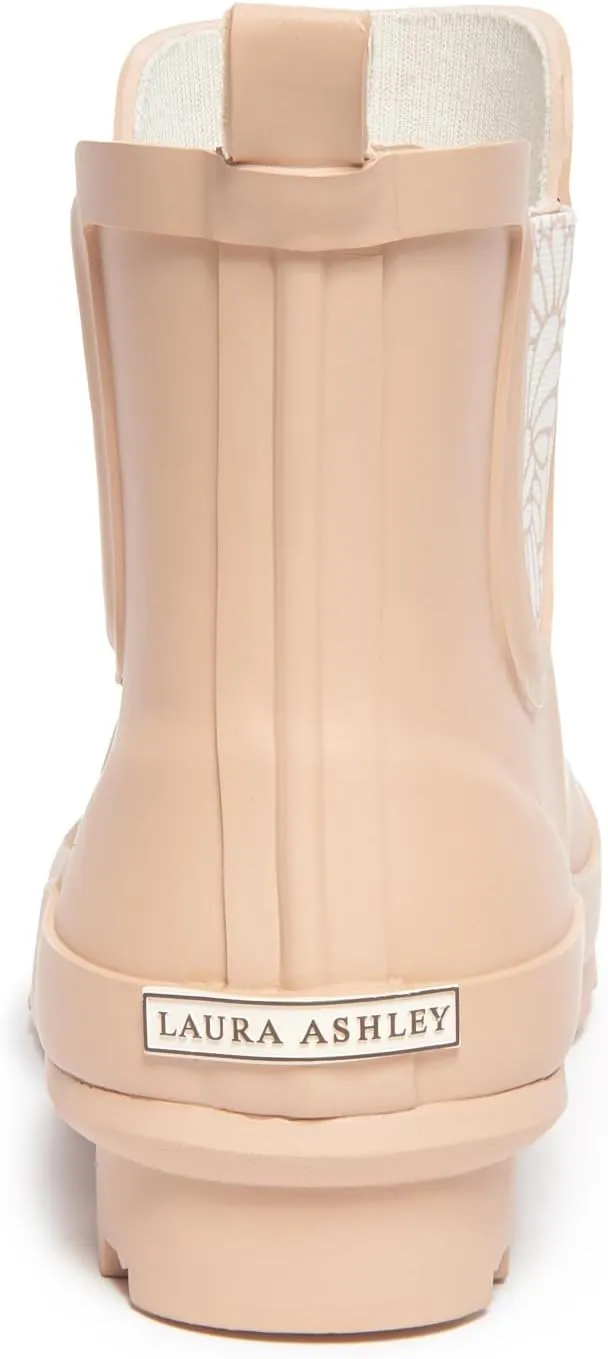 Laura Ashley Ladies Mid Cut Ankle Height Rubber Rain Boots, Lightweight Waterproof Booties for Women