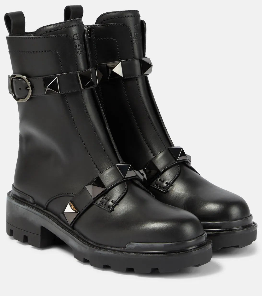Leather combat boots Roman Stud 40 Valentino Garavani, black