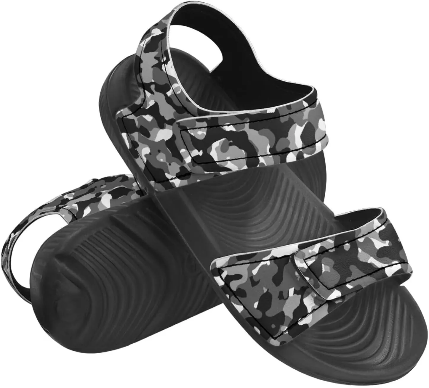 Little Boys' Double Hook and Loop Beach Sandals, Stable, Anti-Slip, Comfort, for School, Playground, Pool
