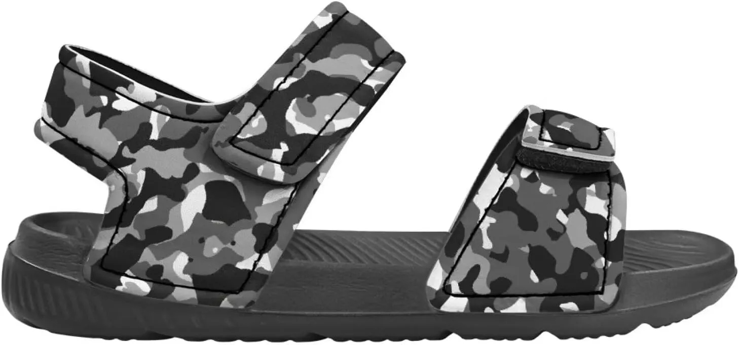 Little Boys' Double Hook and Loop Beach Sandals, Stable, Anti-Slip, Comfort, for School, Playground, Pool