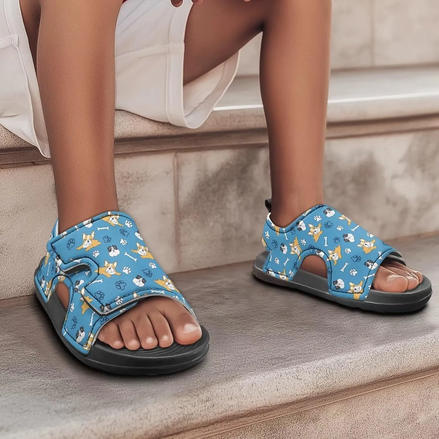 Little Boys Hook and Loop Sandals - Non-slip, Stable, Lightweight, Comfortable, for Walking and Playing