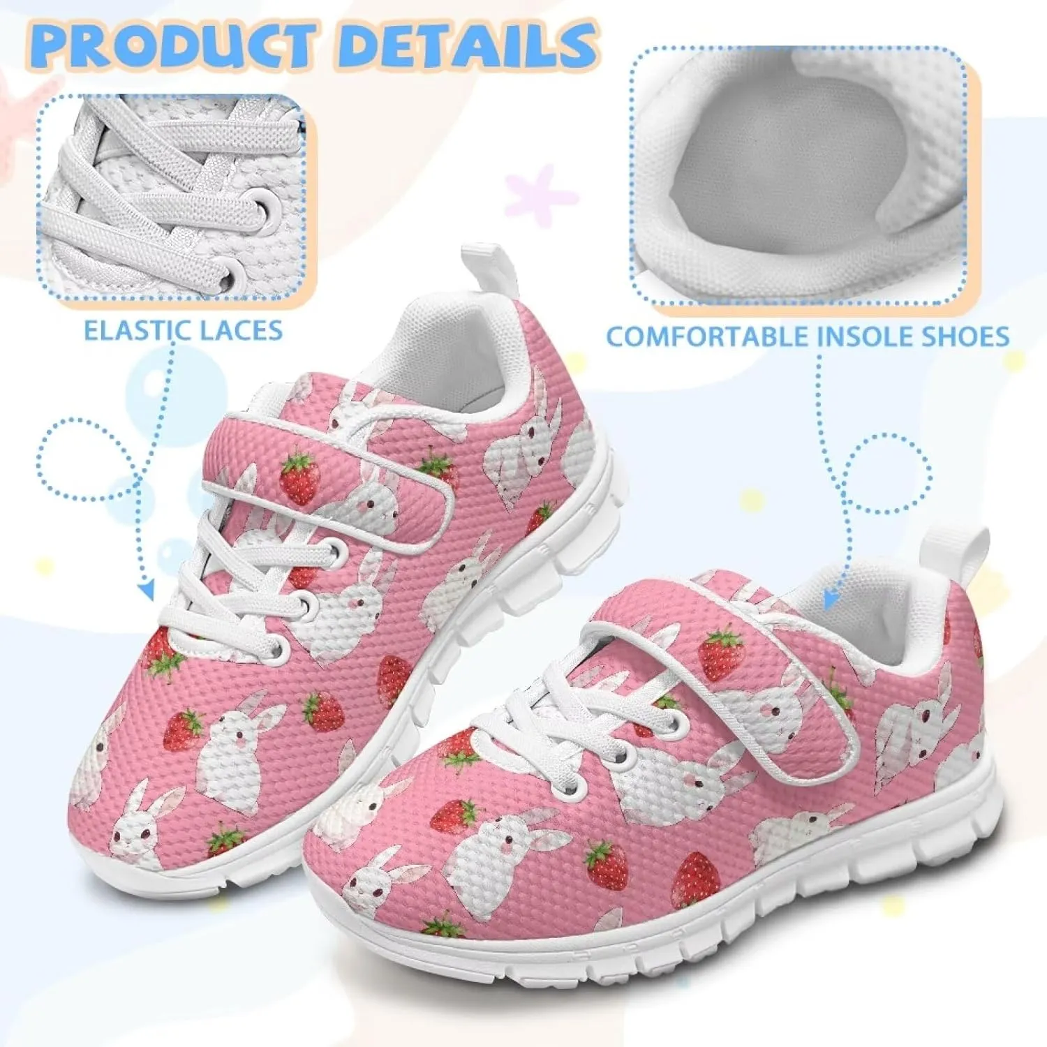 Little Girls Shoes Hook and Loop Fasteners Tennis Shoes Non Slip Athletic Sneakers