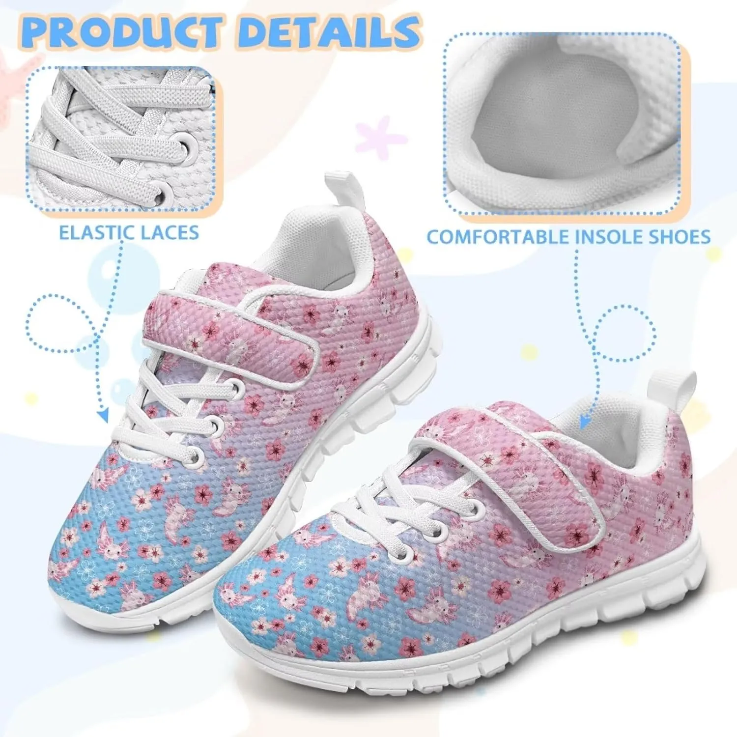 Little Girls Shoes Hook and Loop Fasteners Tennis Shoes Non Slip Athletic Sneakers