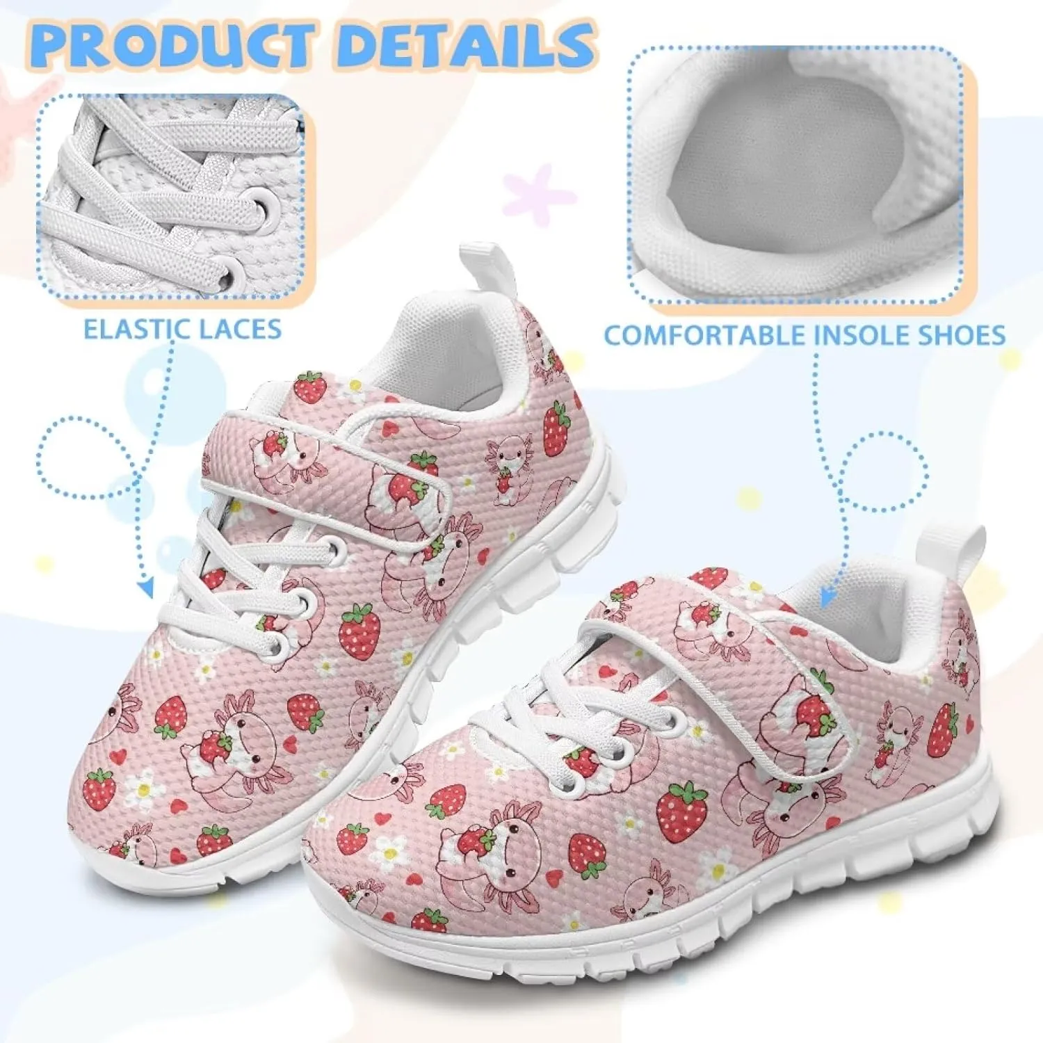 Little Girls Shoes Hook and Loop Fasteners Tennis Shoes Non Slip Athletic Sneakers