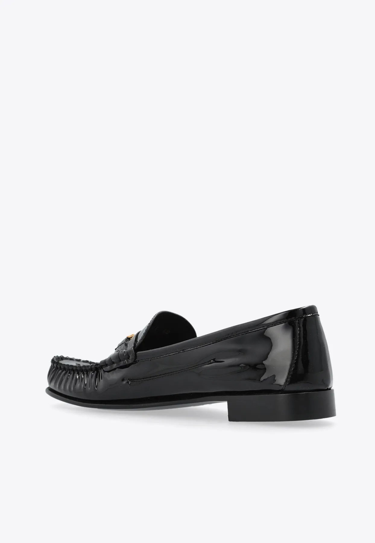 Medusa-Embellished Leather Loafers