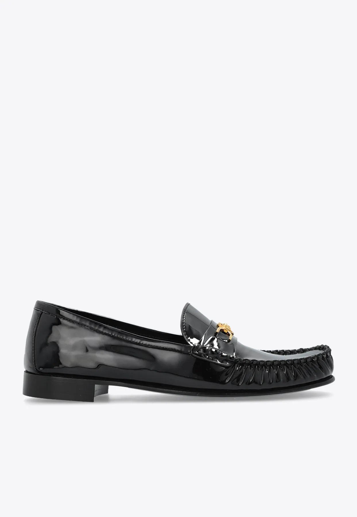 Medusa-Embellished Leather Loafers