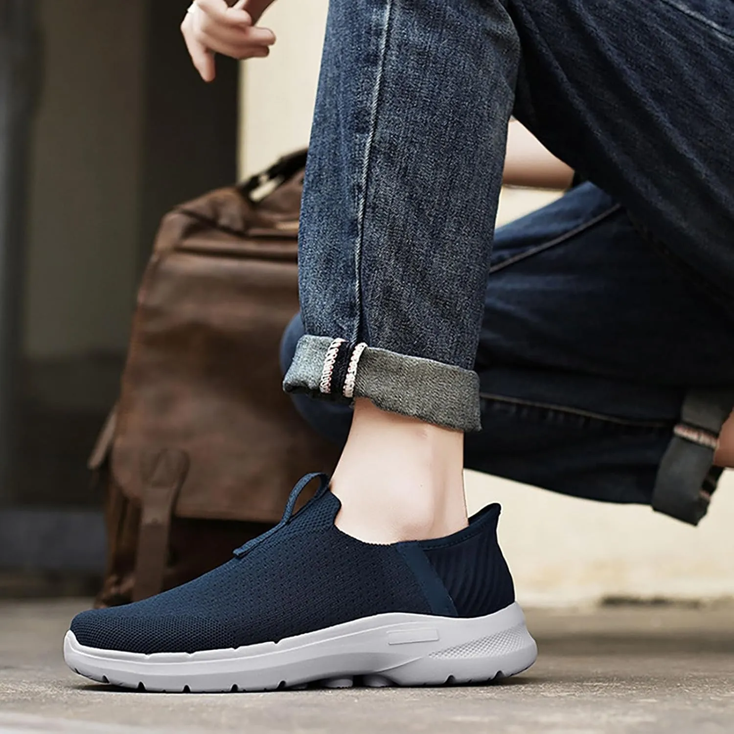 Mens Casual Shoes Comfort Ladies Casual Shoes White Platform Sneakers Men's Supportive Running Cushioned Athletic Waterproof Tennis Shoe Casual Loafers