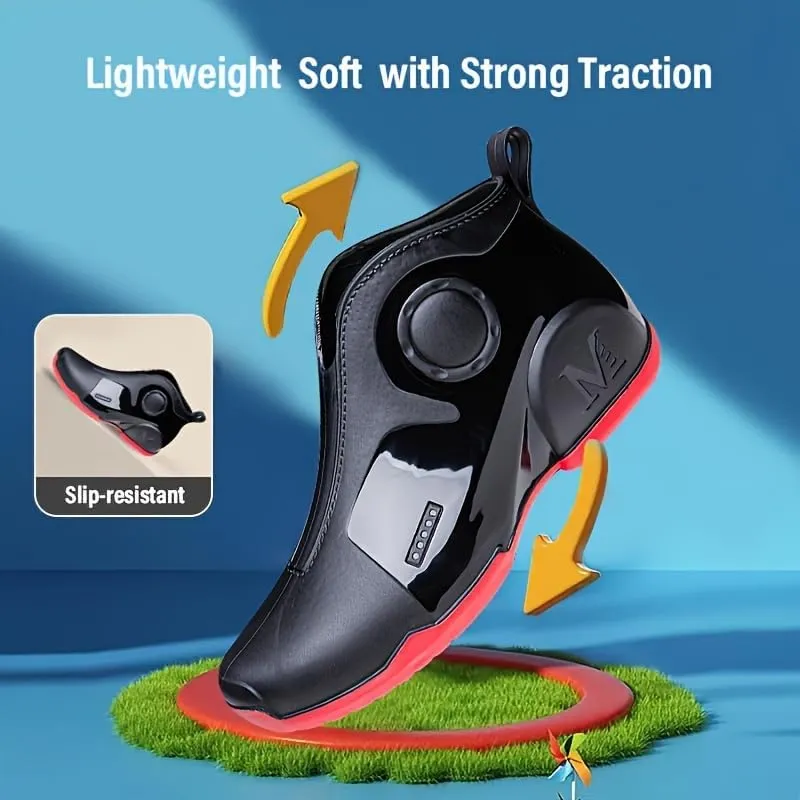 Men's Solid Color Slip On Waterproof Rain Boots, Comfy Non Slip Durable Water Shoes For Men's Rainy Day Outdoor Activities