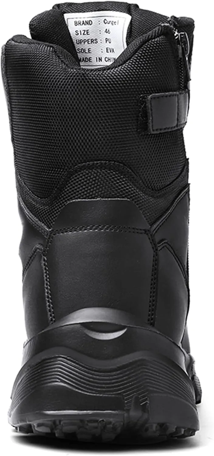 Men's Steel Toe Work Boot Size Zipper Industrial Construction Safety Shoe Lightweight Slip Resistant Durable Tactical Combat Boot 8''