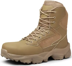Men's Steel Toe Work Boot Size Zipper Industrial Construction Safety Shoe Lightweight Slip Resistant Durable Tactical Combat Boot 8''