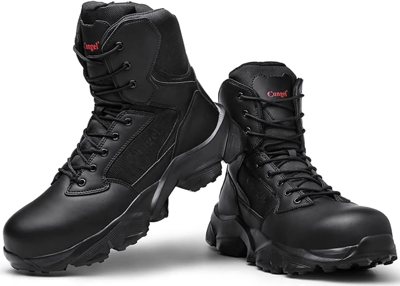 Men's Steel Toe Work Boot Size Zipper Industrial Construction Safety Shoe Lightweight Slip Resistant Durable Tactical Combat Boot 8''