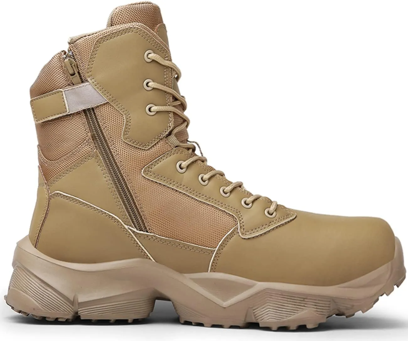 Men's Steel Toe Work Boot Size Zipper Industrial Construction Safety Shoe Lightweight Slip Resistant Durable Tactical Combat Boot 8''