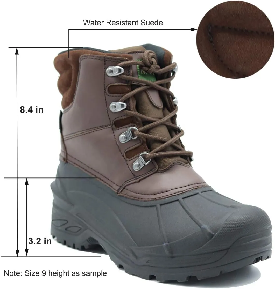 Men's Winter Snow Boots Waterproof Non-Slip Insulated Warm Safe and Durable Outdoor Ski Classic Suede, Non-Slip Rubber Outsole, Cushioned EVA InsolesMid-Calf Height Boots