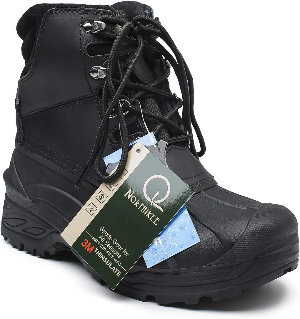 Men's Winter Snow Boots Waterproof Non-Slip Insulated Warm Safe and Durable Outdoor Ski Classic Suede, Non-Slip Rubber Outsole, Cushioned EVA InsolesMid-Calf Height Boots