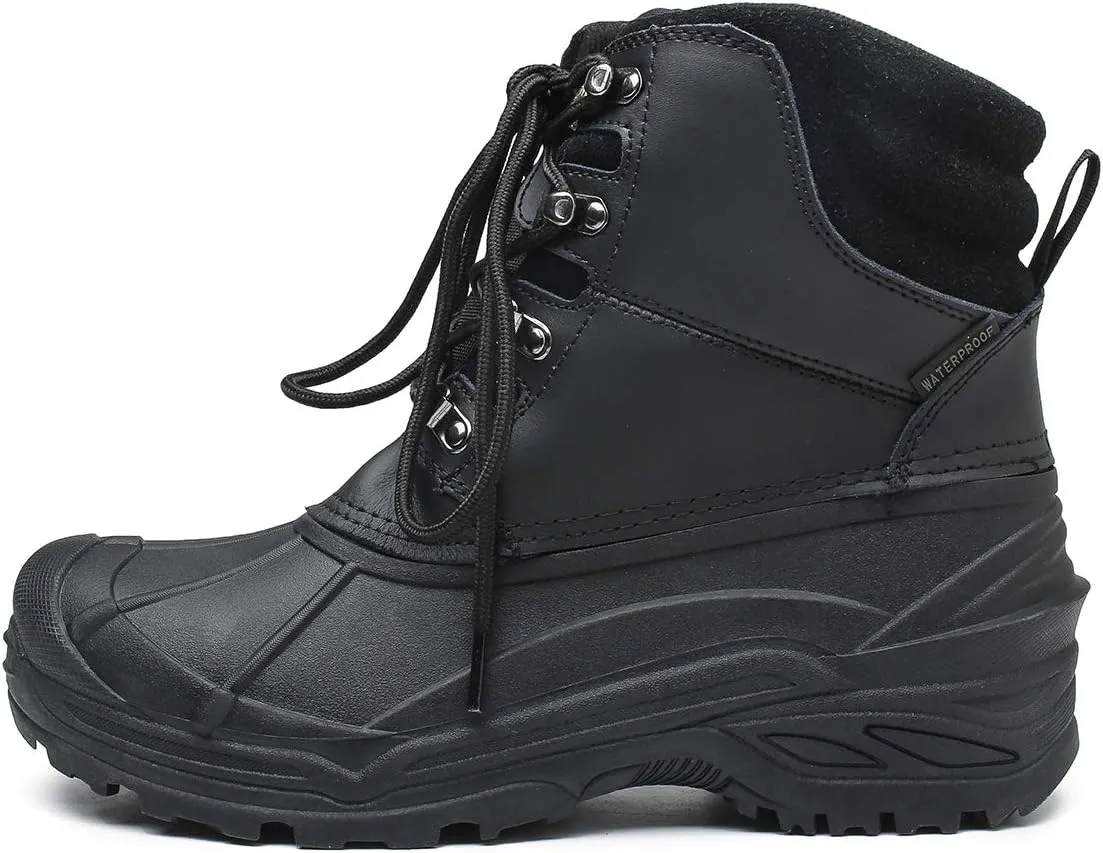 Men's Winter Snow Boots Waterproof Non-Slip Insulated Warm Safe and Durable Outdoor Ski Classic Suede, Non-Slip Rubber Outsole, Cushioned EVA InsolesMid-Calf Height Boots