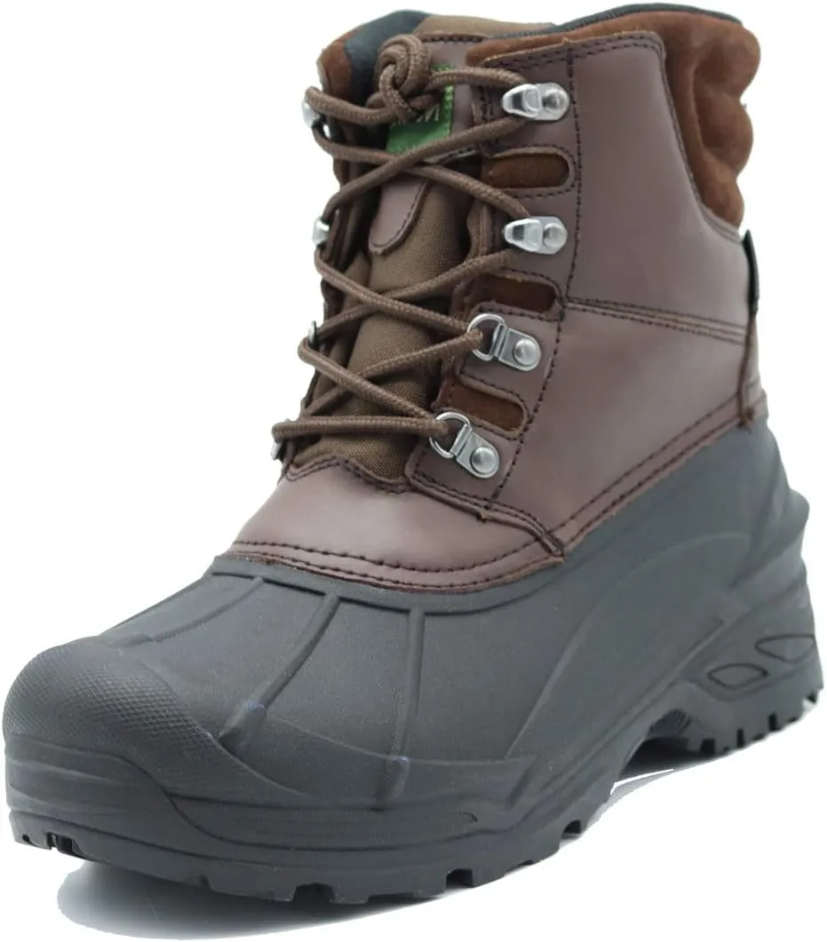 Men's Winter Snow Boots Waterproof Non-Slip Insulated Warm Safe and Durable Outdoor Ski Classic Suede, Non-Slip Rubber Outsole, Cushioned EVA InsolesMid-Calf Height Boots