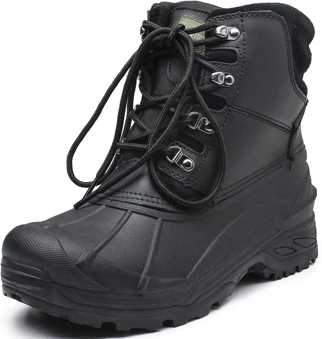 Men's Winter Snow Boots Waterproof Non-Slip Insulated Warm Safe and Durable Outdoor Ski Classic Suede, Non-Slip Rubber Outsole, Cushioned EVA InsolesMid-Calf Height Boots