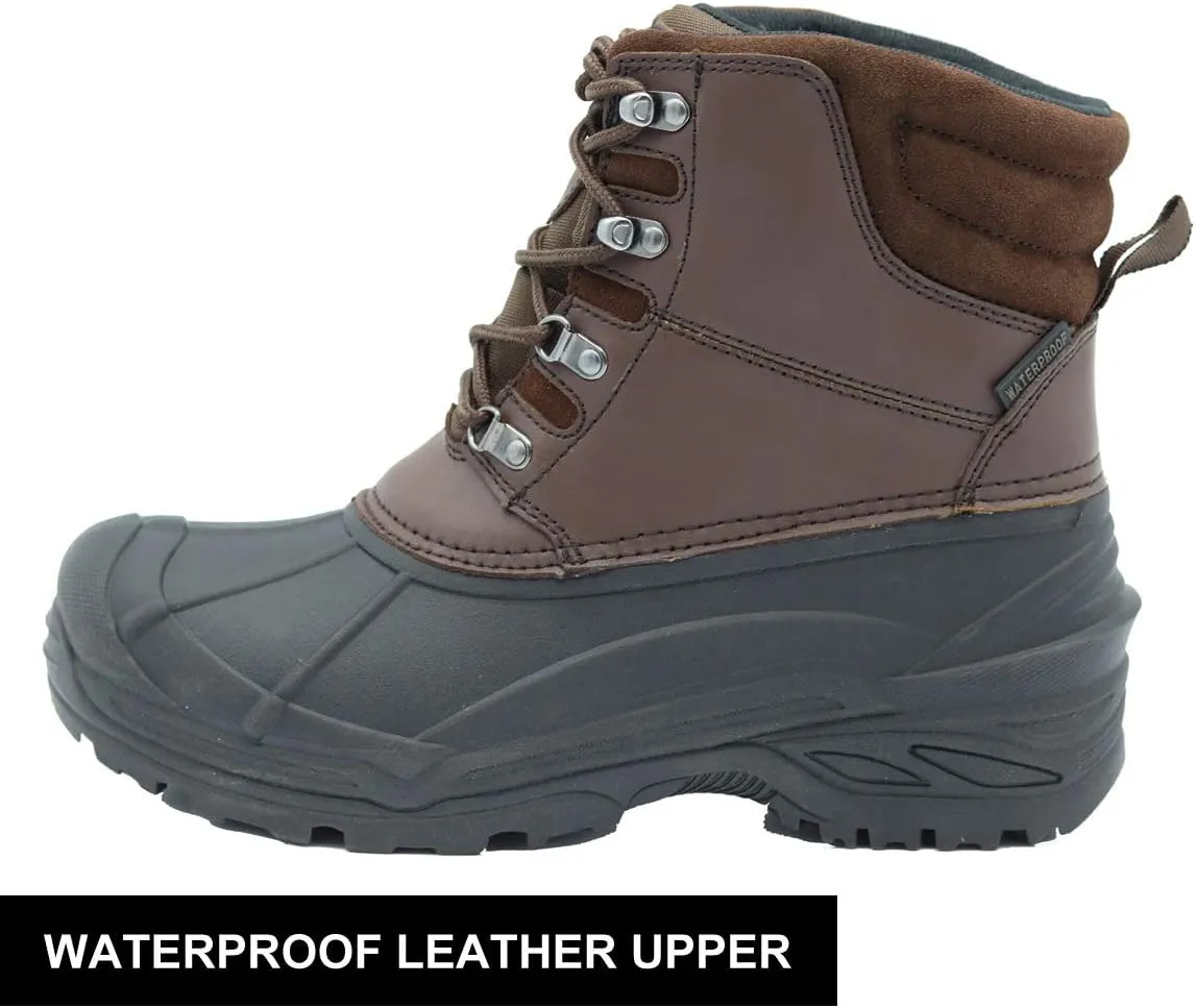 Men's Winter Snow Boots Waterproof Non-Slip Insulated Warm Safe and Durable Outdoor Ski Classic Suede, Non-Slip Rubber Outsole, Cushioned EVA InsolesMid-Calf Height Boots
