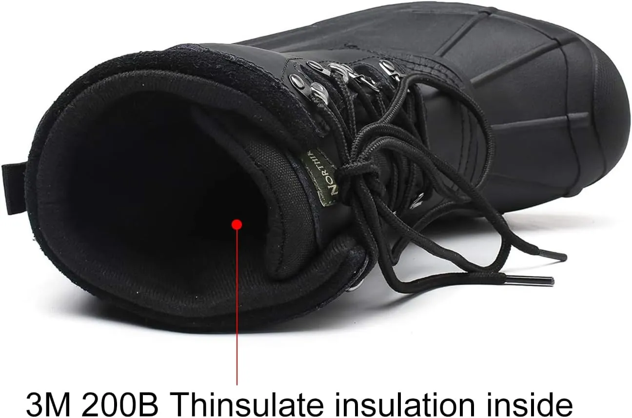 Men's Winter Snow Boots Waterproof Non-Slip Insulated Warm Safe and Durable Outdoor Ski Classic Suede, Non-Slip Rubber Outsole, Cushioned EVA InsolesMid-Calf Height Boots
