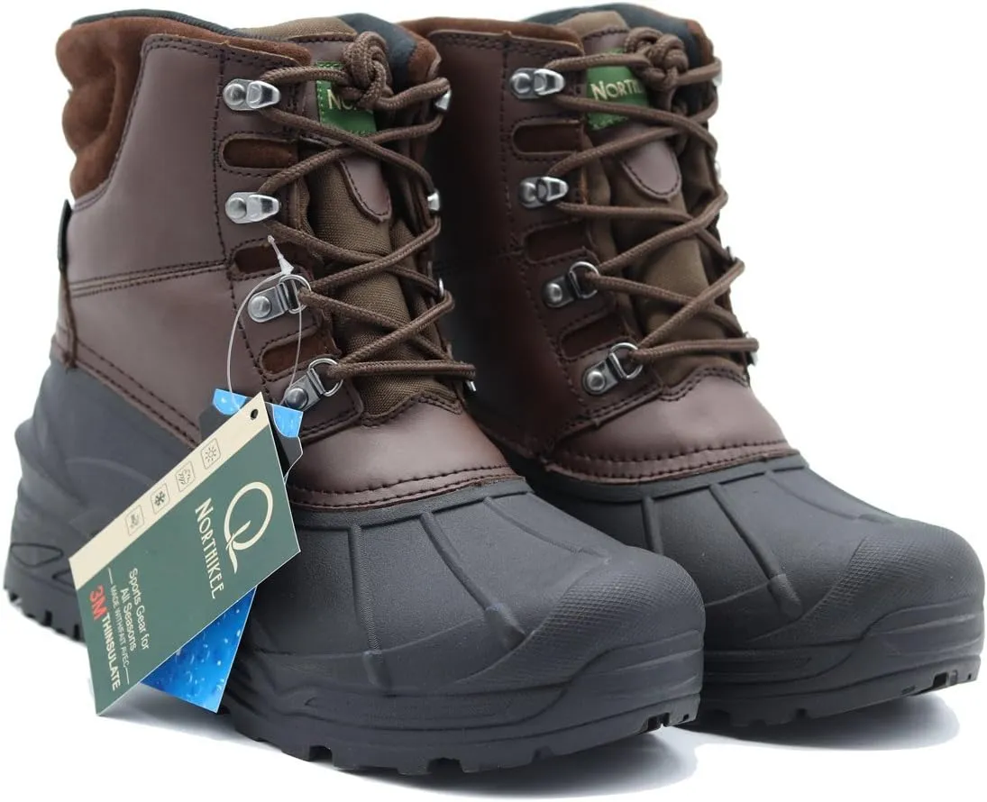 Men's Winter Snow Boots Waterproof Non-Slip Insulated Warm Safe and Durable Outdoor Ski Classic Suede, Non-Slip Rubber Outsole, Cushioned EVA InsolesMid-Calf Height Boots