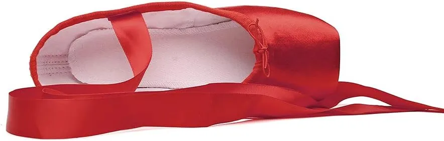 MSMAX Girls Satin Ballet Pointe Shoes Professional Dance Flats