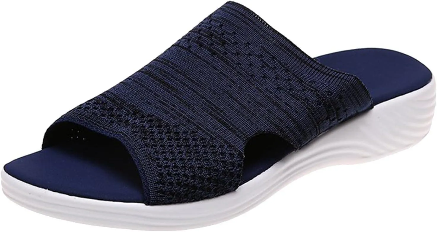 oiangi Sandals Women Dressy Summer Comfortable Wedge Slides Solid Breathable Open Toe Slip on Slipper Lightweight Outdoor Ladies Beach Travel Shoes