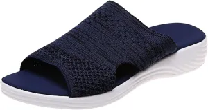 oiangi Sandals Women Dressy Summer Comfortable Wedge Slides Solid Breathable Open Toe Slip on Slipper Lightweight Outdoor Ladies Beach Travel Shoes