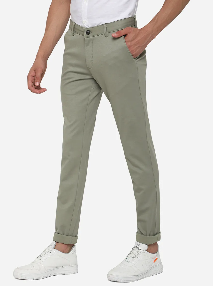 Pista Green Solid Venice Fit Casual Trouser | JadeBlue