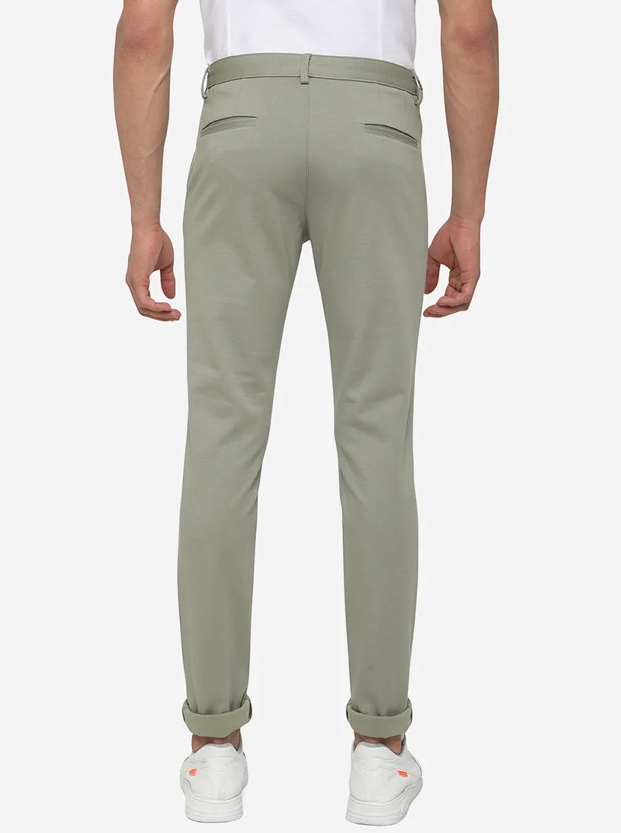 Pista Green Solid Venice Fit Casual Trouser | JadeBlue