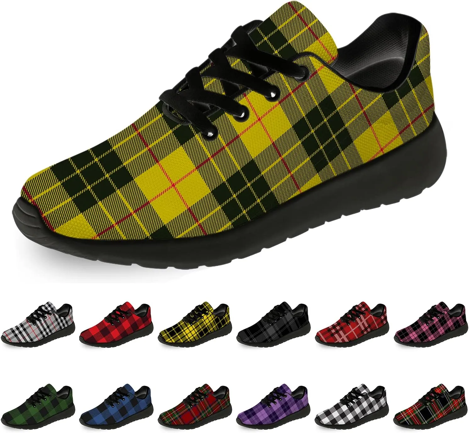 Plaid Shoes for Women Men Running Shoes Lightweight Walking Tennis Sneakers Jogging Shoes Gifts