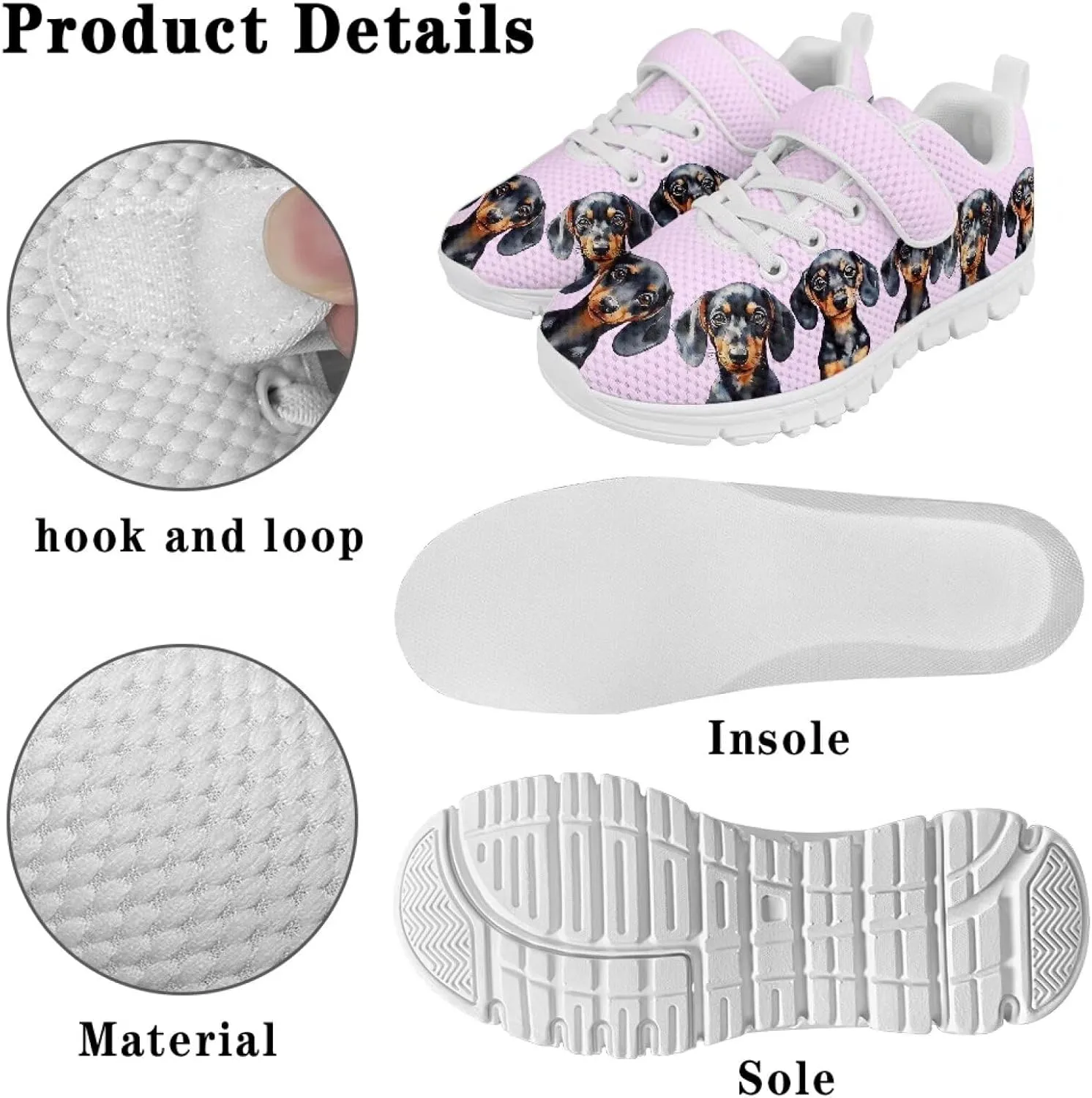 Shoes for Little Girls Road Running Shoes Lightweight Outdoor Walking Shoes Hook and Loop Fasteners Sneakers