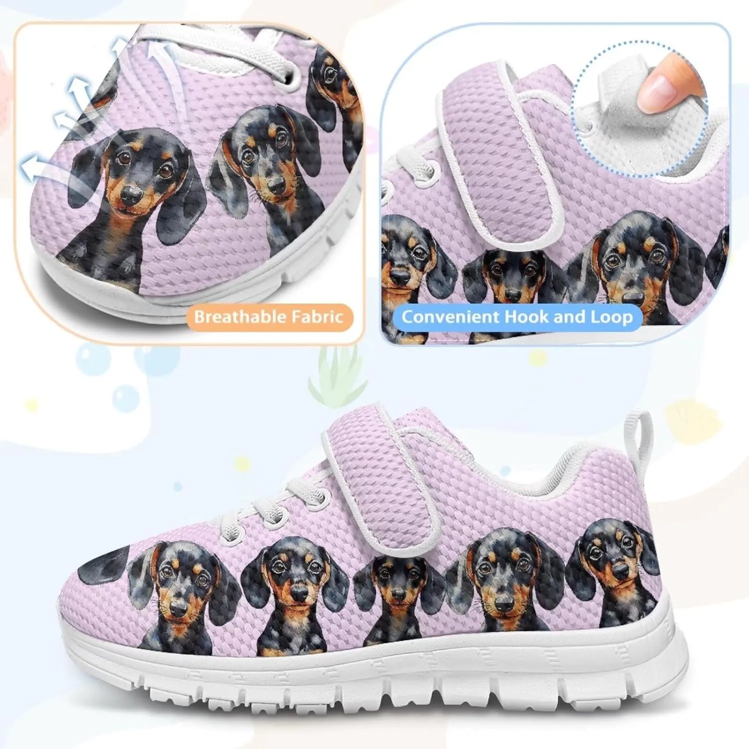 Shoes for Little Girls Road Running Shoes Lightweight Outdoor Walking Shoes Hook and Loop Fasteners Sneakers