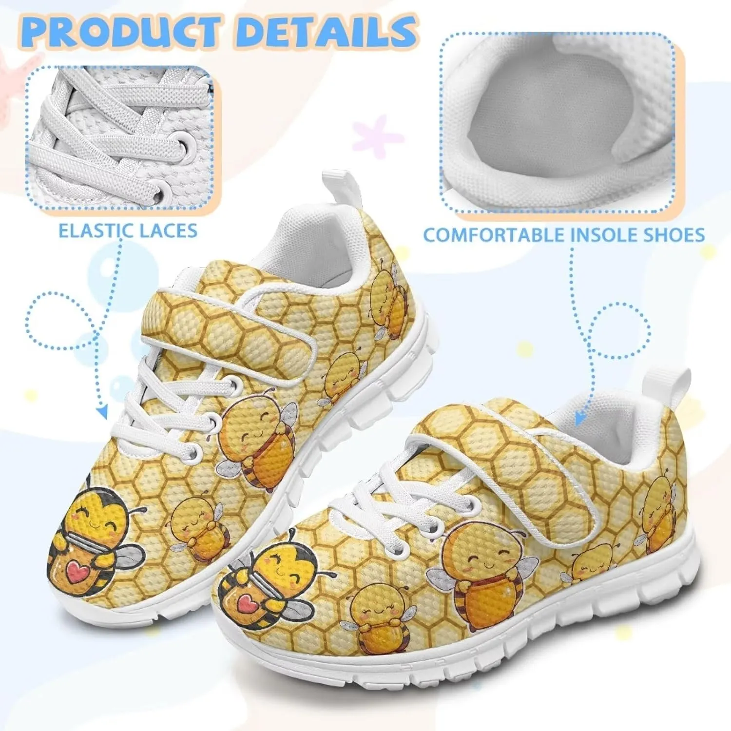 Shoes for Little Girls Road Running Shoes Outdoor Walking Shoes Hook and Loop Fasteners Tennis Shoes