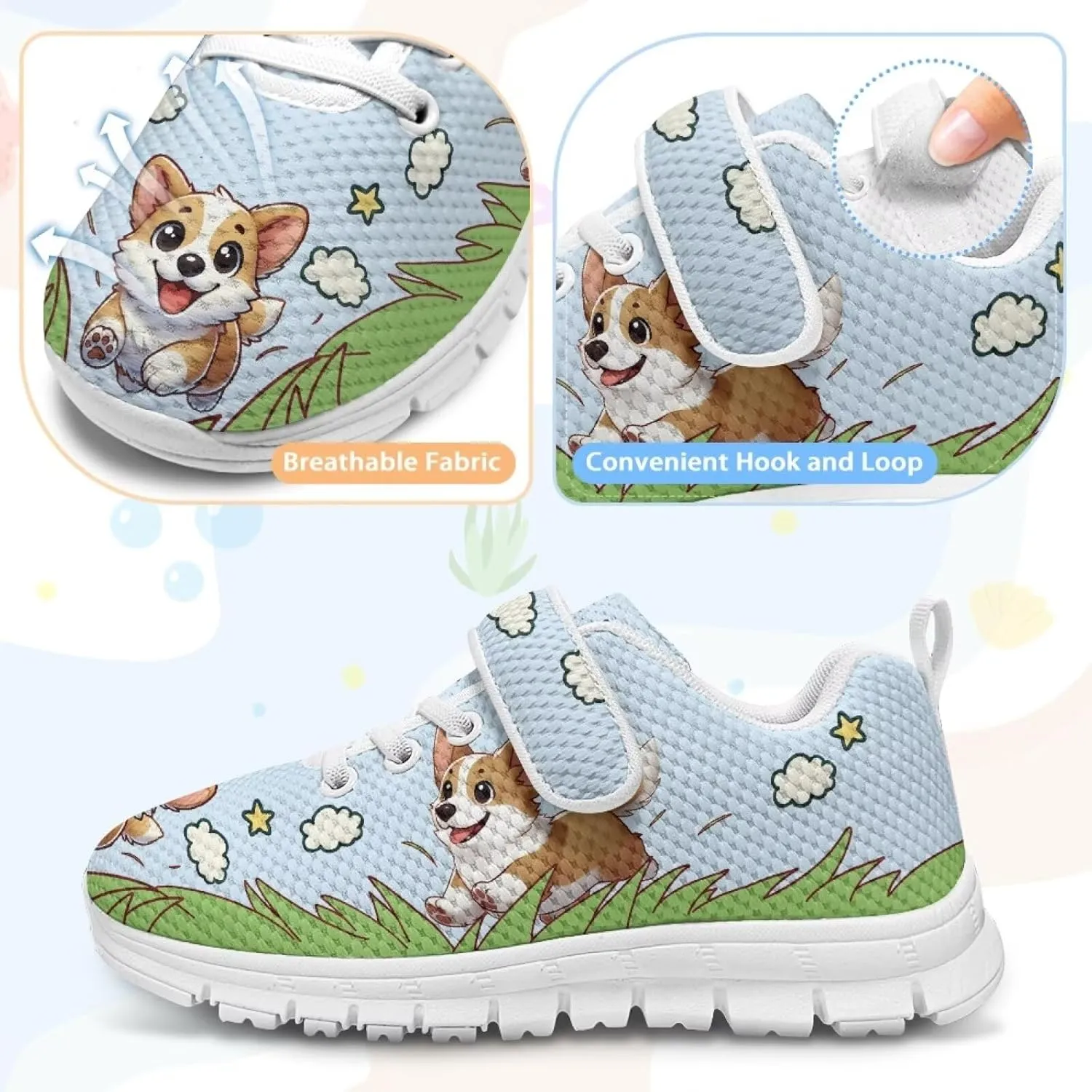 Shoes for Little Girls Road Running Shoes Outdoor Walking Shoes Hook and Loop Fasteners Tennis Shoes