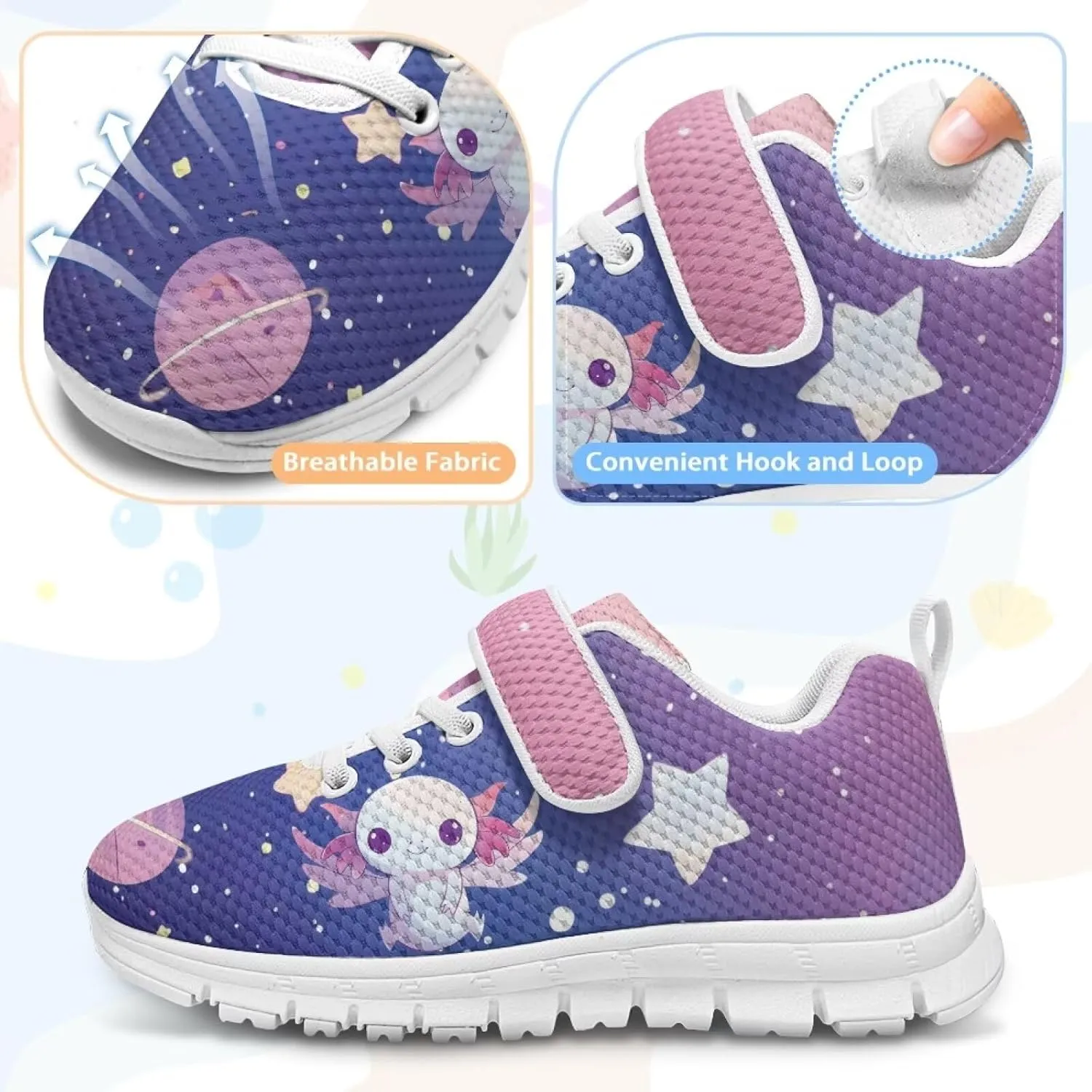 Shoes for Little Girls Road Running Shoes Outdoor Walking Shoes Hook and Loop Fasteners Tennis Shoes