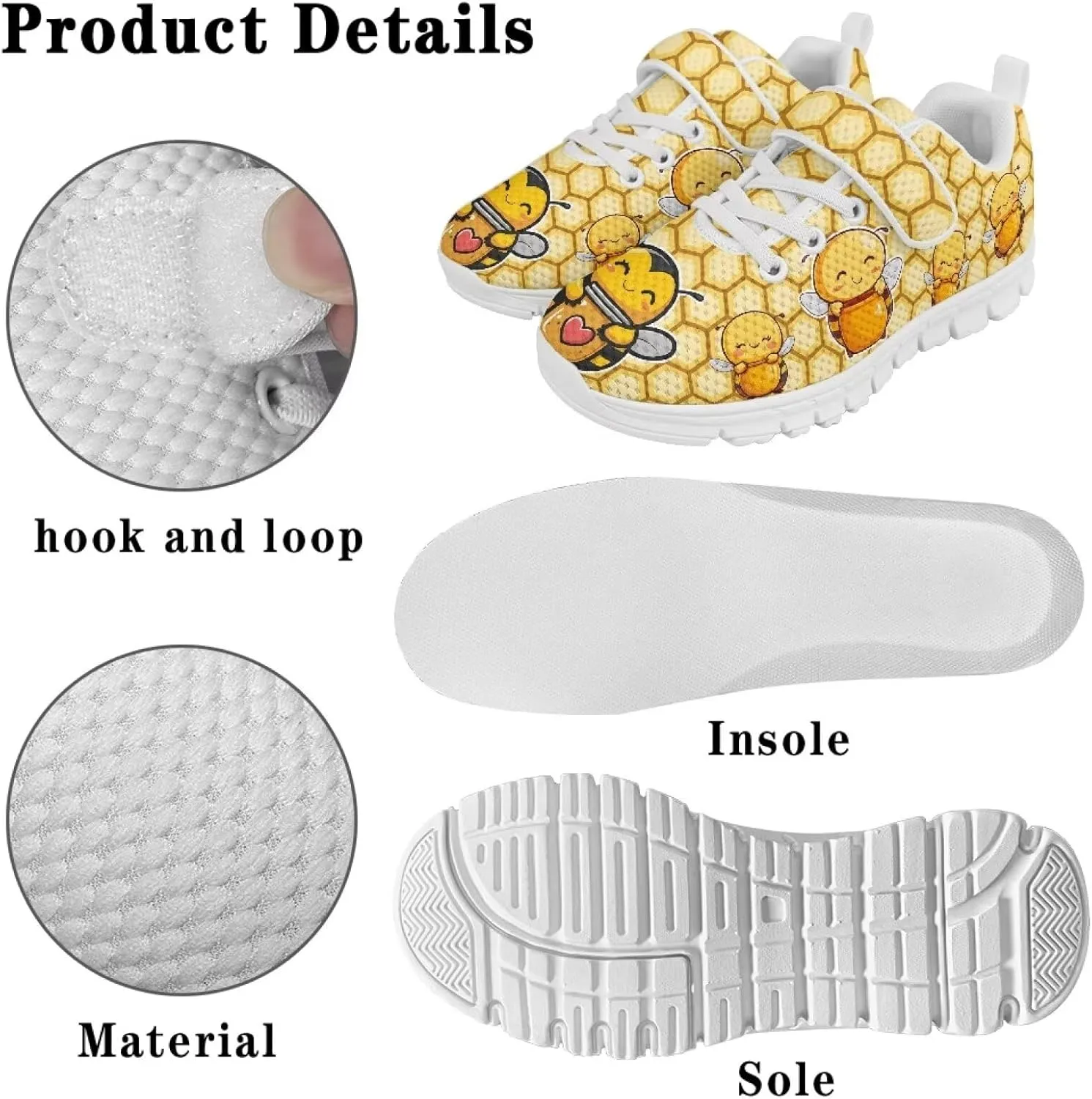 Shoes for Little Girls Road Running Shoes Outdoor Walking Shoes Hook and Loop Fasteners Tennis Shoes