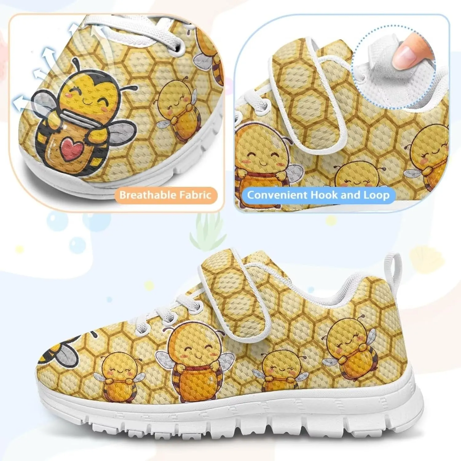 Shoes for Little Girls Road Running Shoes Outdoor Walking Shoes Hook and Loop Fasteners Tennis Shoes