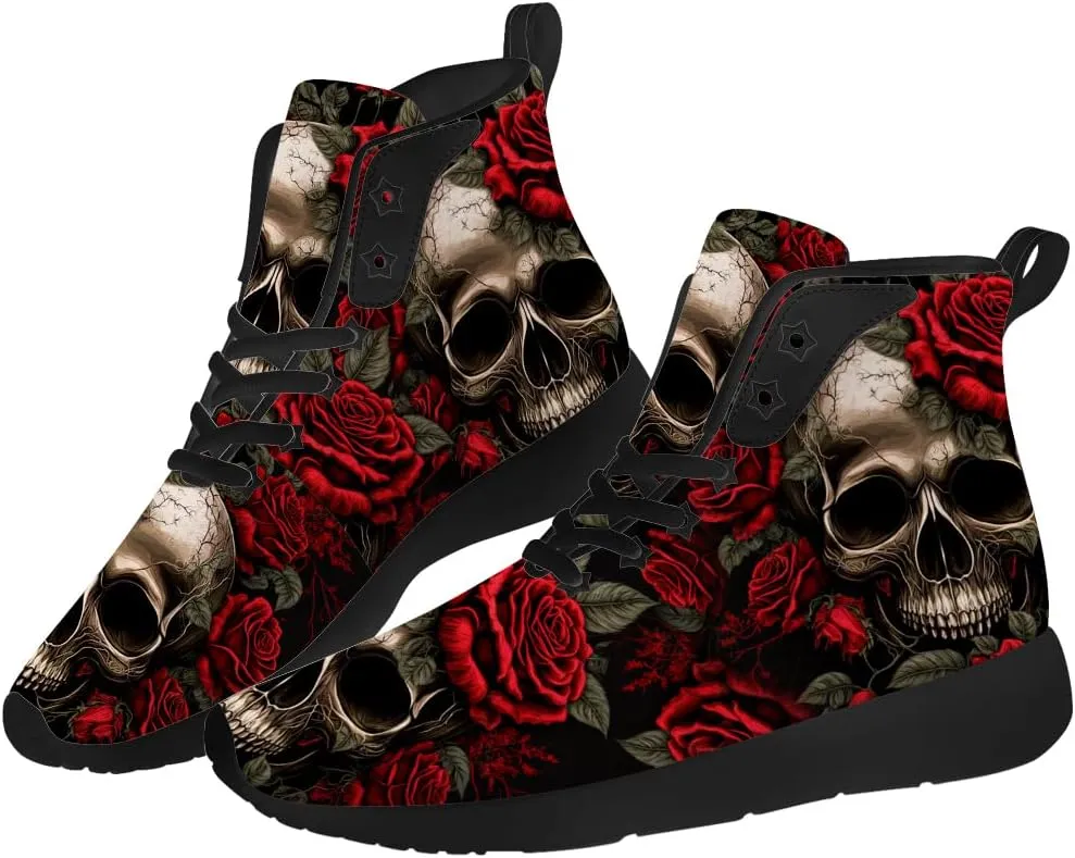 Skull Shoes for Men Women Goth Skull High Top Sneakers High Top Shoes Gifts for Women Men