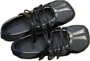 Sneakerina Satin Ballet Sneakers for Women Cute Lace Up Ballerina Sneakers Flat No Slip Square Toes Mary Janes Lightweight Breathable Dress Shoes Slip on Preppy Back to School Gifts for Girls Teens