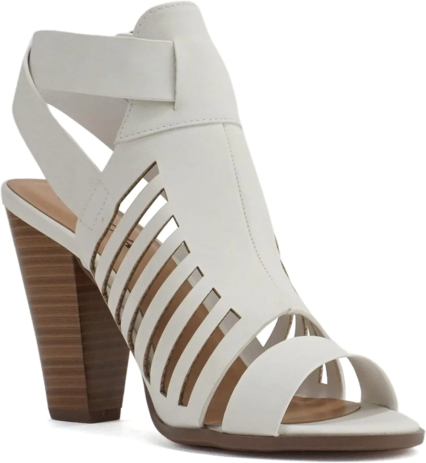 Soda Yummy ~ Gladiator Cutout Stacked Heel Sandal Shoes with Adjustable Ankle Buckle