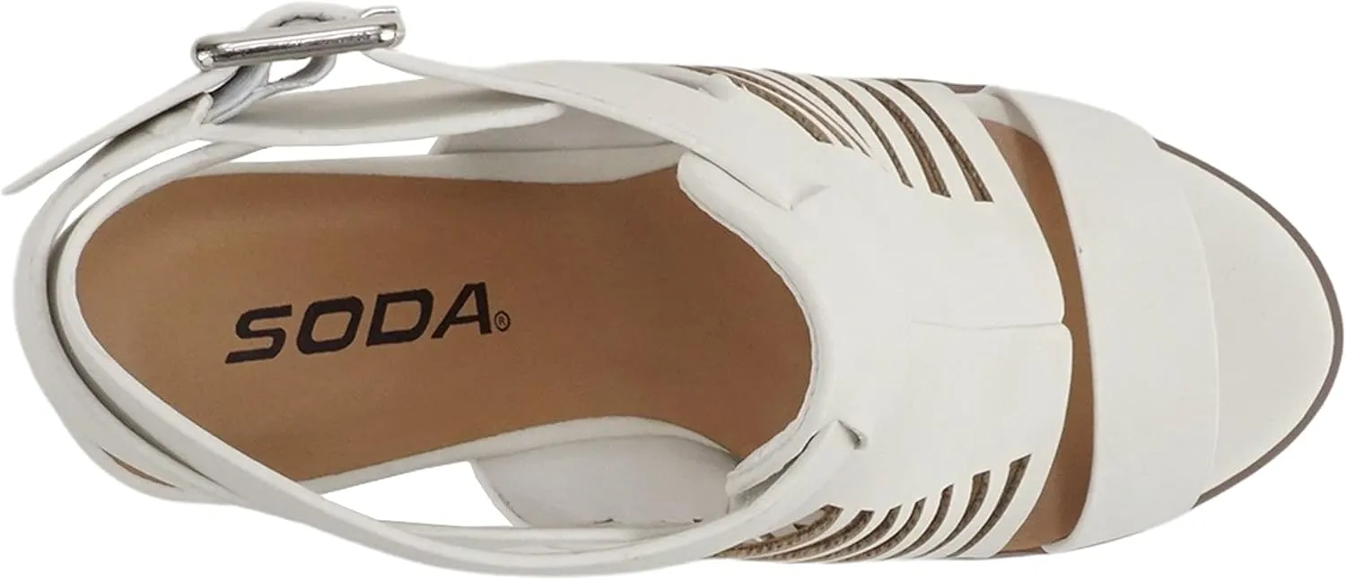 Soda Yummy ~ Gladiator Cutout Stacked Heel Sandal Shoes with Adjustable Ankle Buckle