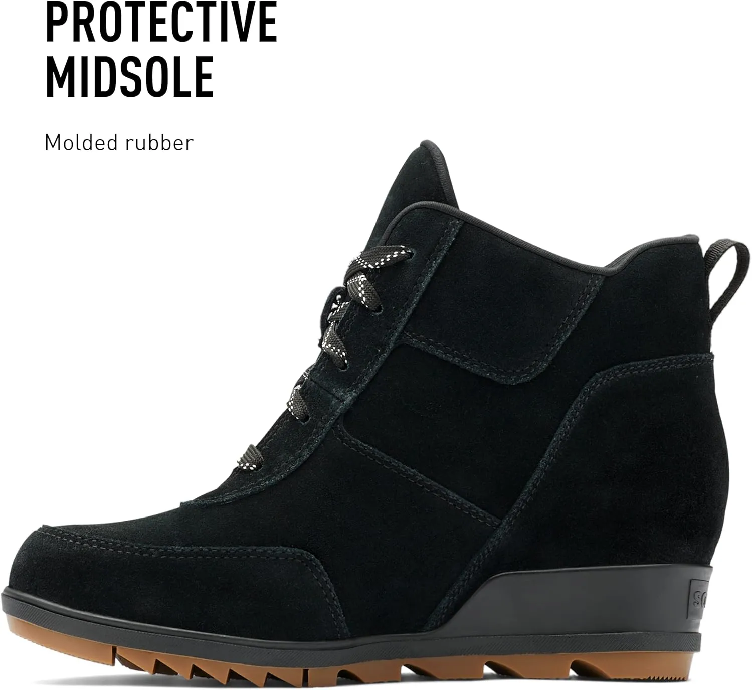 Sorel Women's Evie Sport Lace Bootie  Waterproof Suede & Leather  Wedge Ankle Sneaker  Booties
