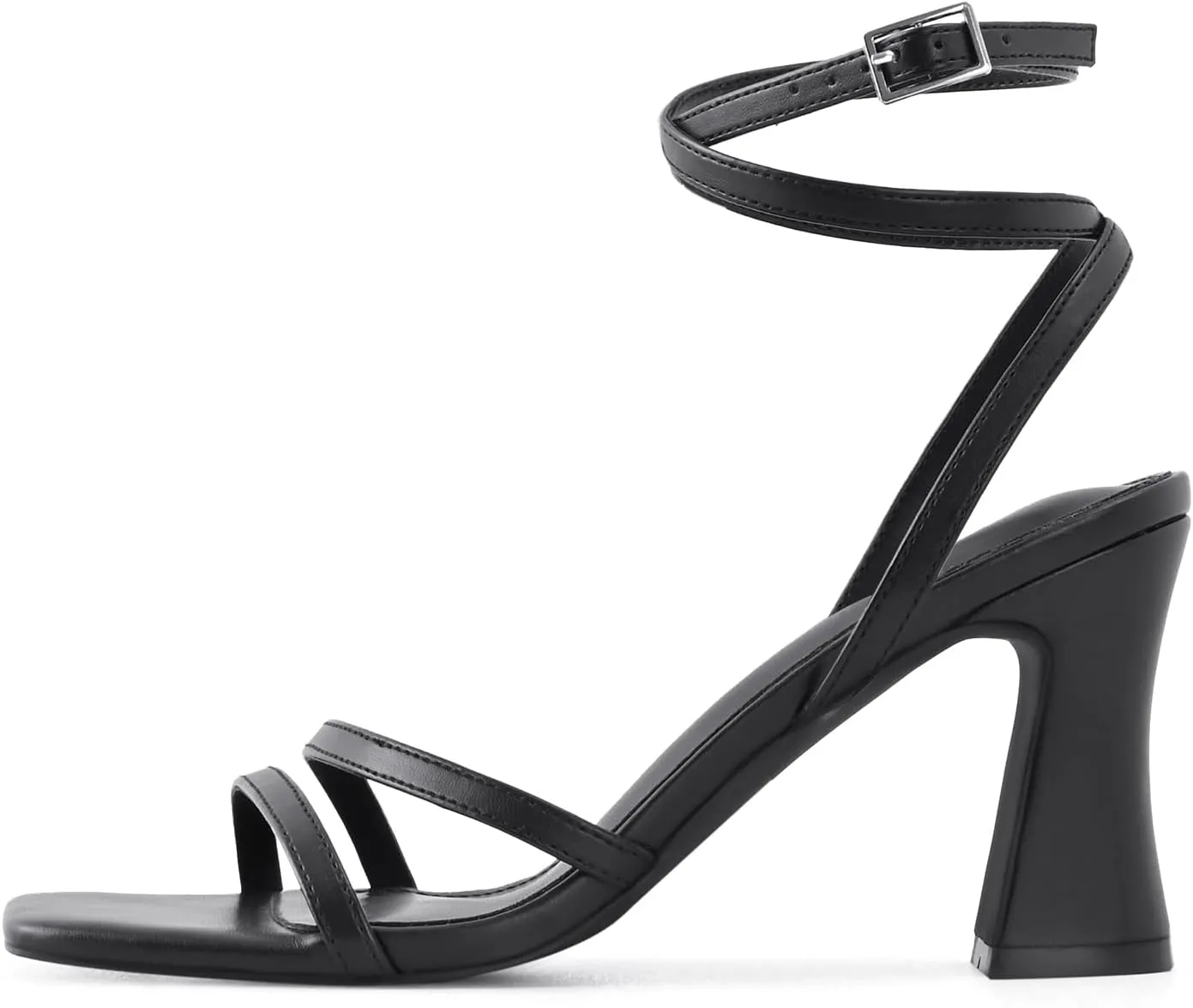 Strappy Heels for Women Chunky Block High Heels Square Toe Ankle Buckle Sandals wedding dress shoes