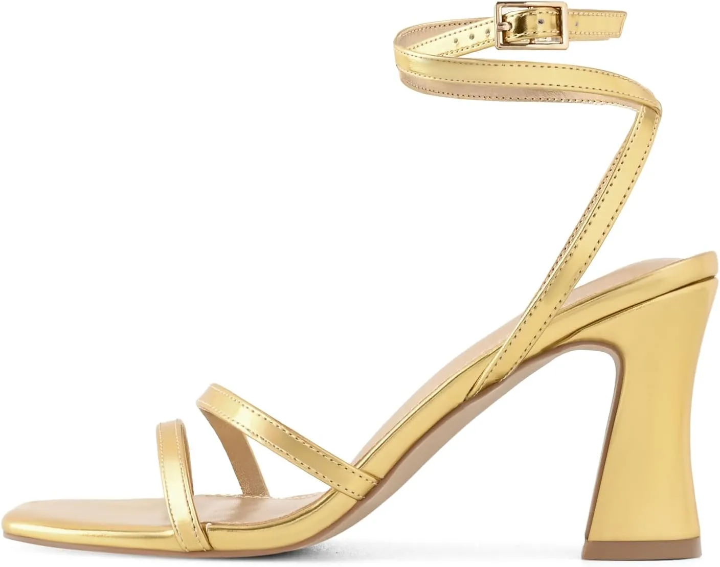 Strappy Heels for Women Chunky Block High Heels Square Toe Ankle Buckle Sandals wedding dress shoes