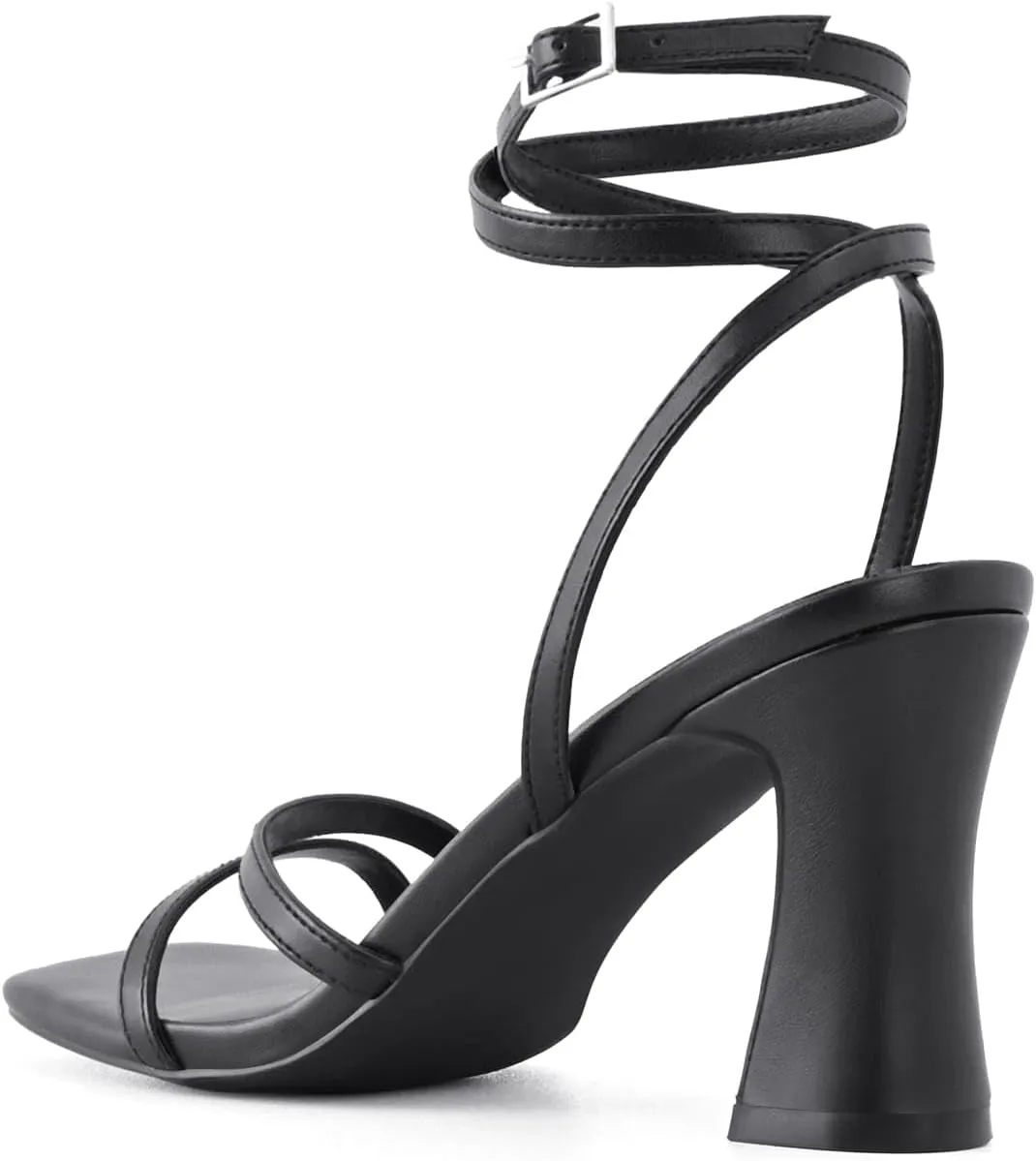 Strappy Heels for Women Chunky Block High Heels Square Toe Ankle Buckle Sandals wedding dress shoes